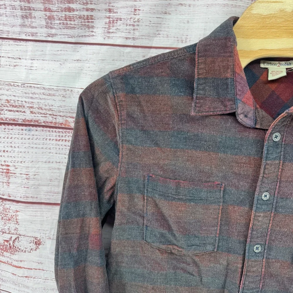 Carbon 2 Cobalt Flannel Shirt Mens Large Button Front Double Pocket Casual